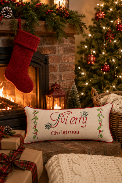 Merry Christmas with Holly Pillows