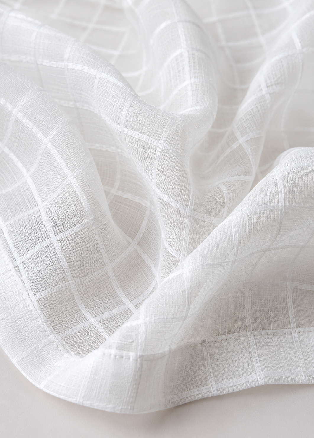 ML16249 Isa Plaid Sheer Rod Pocket Curtain Panel 52x108 White Polyester