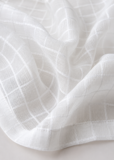 ML16249 Isa Plaid Sheer Rod Pocket Curtain Panel 52x108 White Polyester
