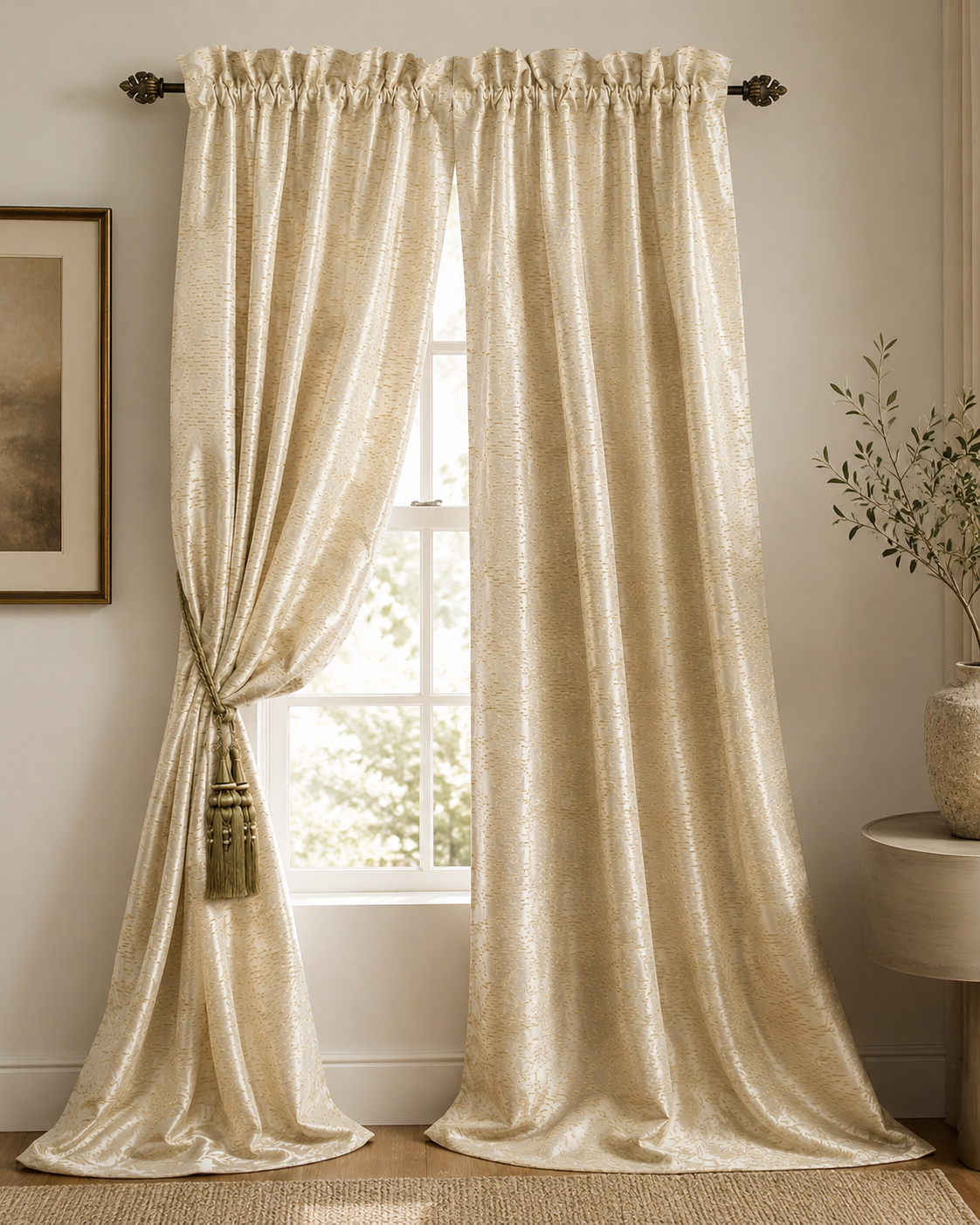 XIA HOME FASHIONS Sheridan Textured Rod Pocket Curtain Panel Ivory 48x84