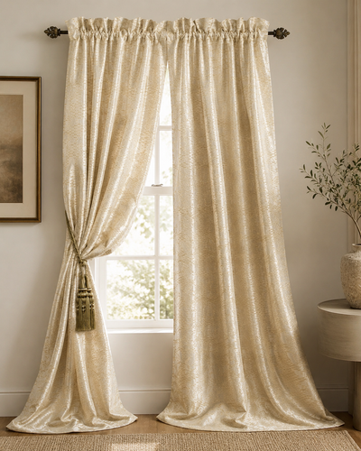 XIA HOME FASHIONS Sheridan Textured Rod Pocket Curtain Panel Ivory 48x84
