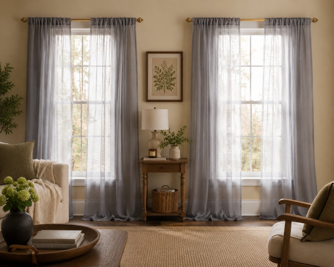 ML16605 Morning Mist Sheer Rod Pocket Curtain Panel 52x96 Gray Polyester