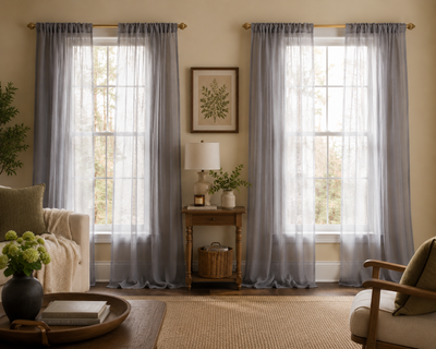 ML16605 Morning Mist Sheer Rod Pocket Curtain Panel 52x96 Gray Polyester