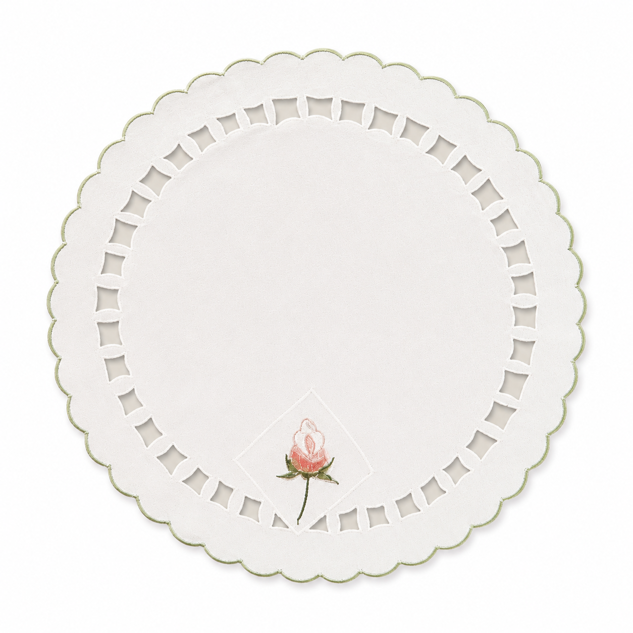 Xia Home Fashions Rose Cutwork Embroidered Doilies Set of 4 12 Round