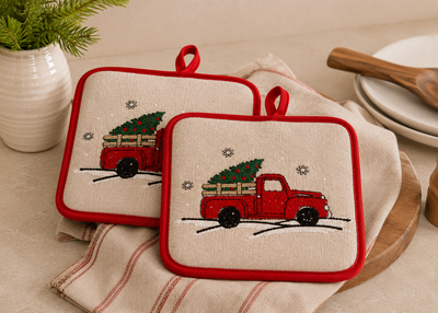 Christmas Truck Potholders | Set of 2