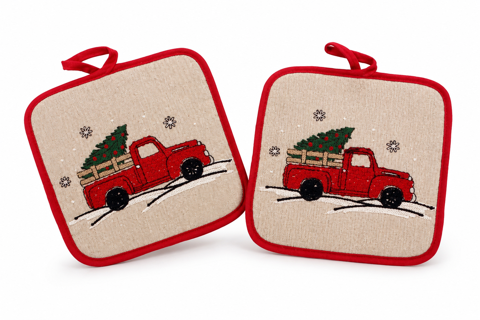 Christmas Truck Potholders | Set of 2