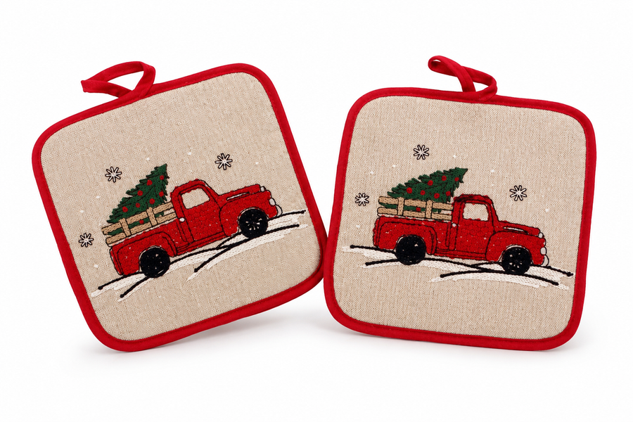 Christmas Truck Potholders | Set of 2