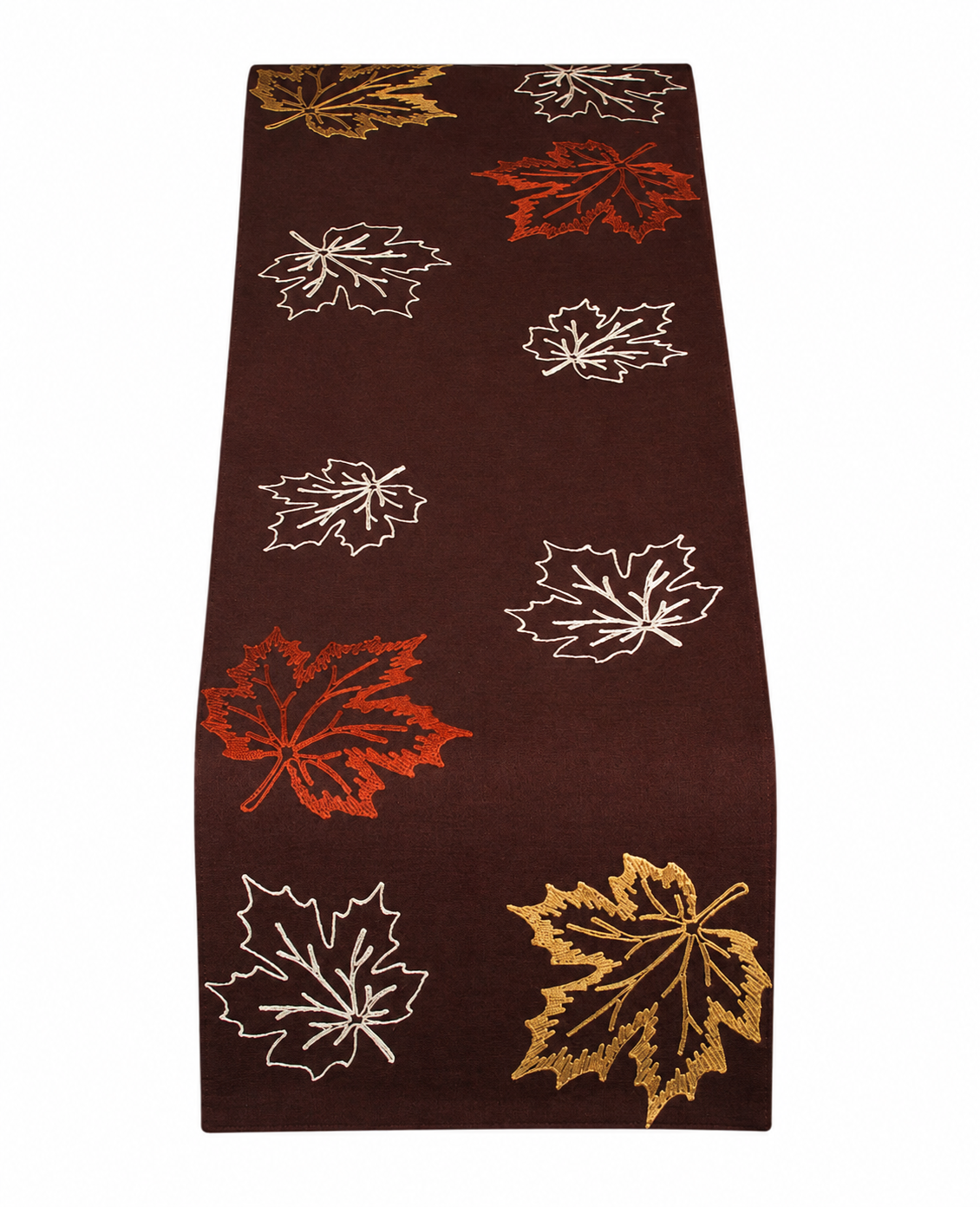 XD17143 Rustic Autumn Embroidered Table Runner Coffee 16x36
