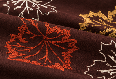 XD17143 Rustic Autumn Embroidered Table Runner Coffee 16x36
