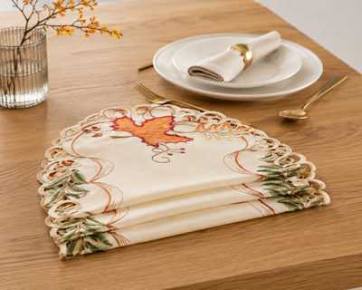 Autumn Leaf Scroll Placemats | Set of 4