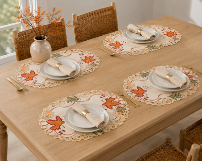 Autumn Leaf Scroll Placemats | Set of 4