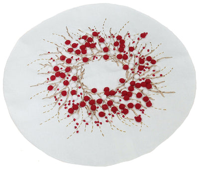 ML10103A Holiday Berry Wreath Placemat, 16''Round
