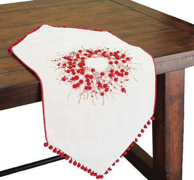 ML10103A Holiday Berry Wreath Table Runner