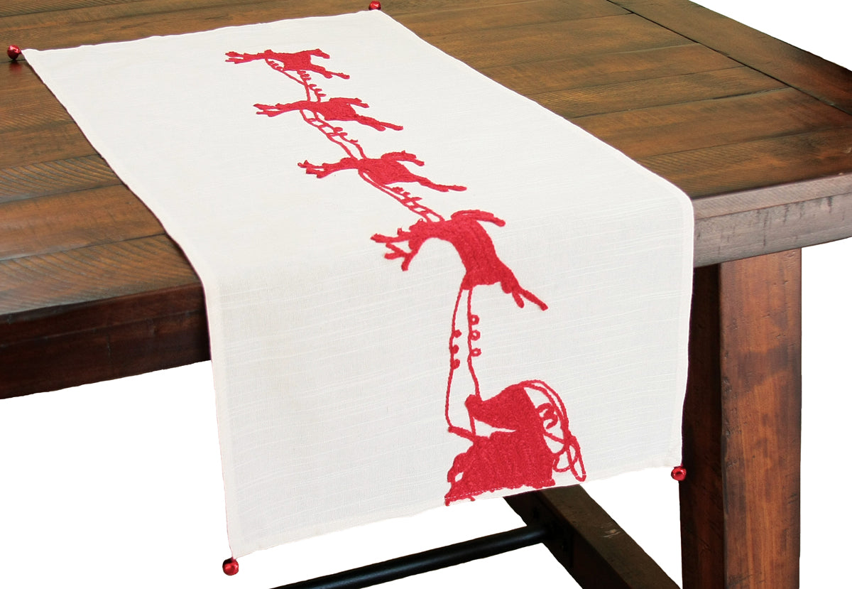 ML10107D Holiday Reindeer Crewel Embroidery Table Runner 16x36