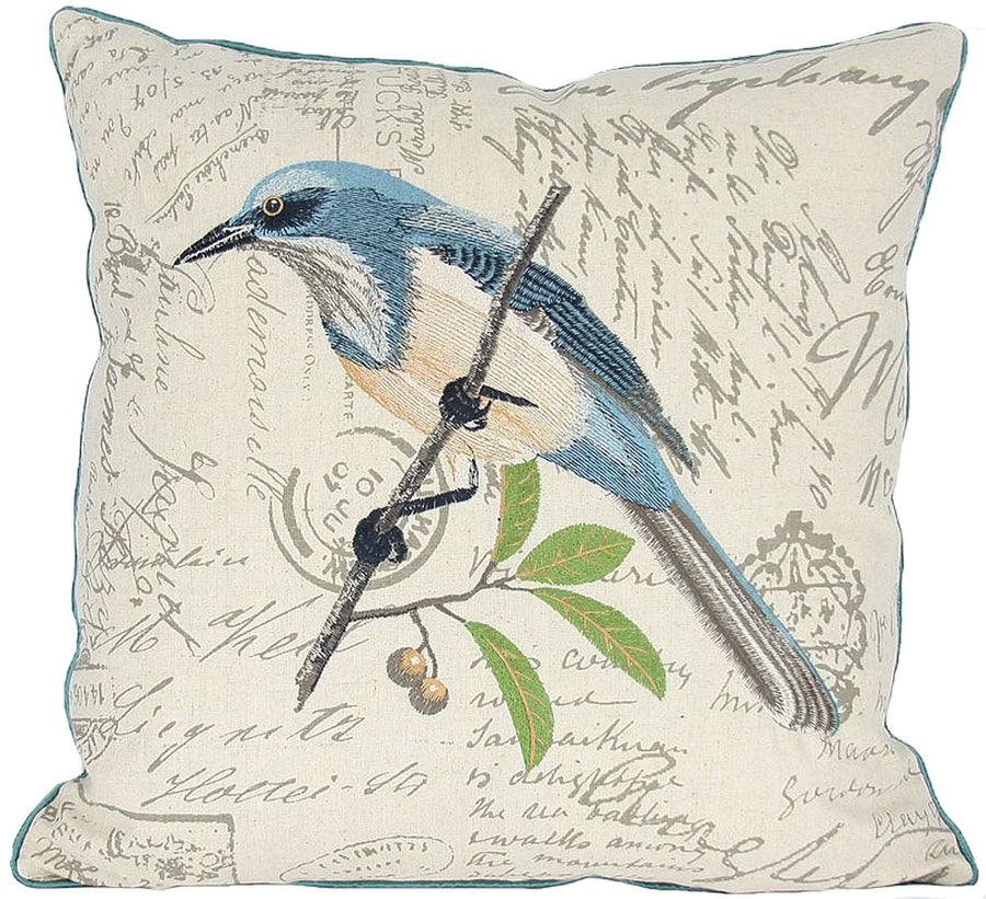 ML11075 Blue Bird Pillow, 18"x18"