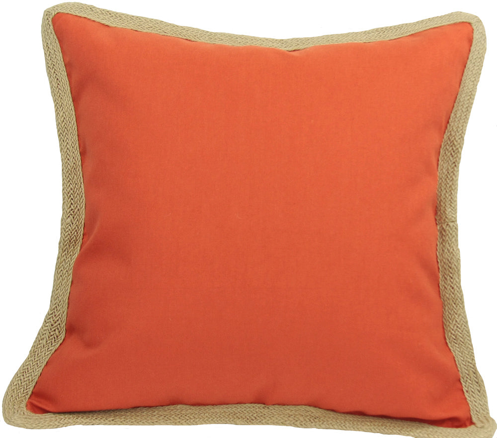 ML111308 Classic Jute Trimmed Pillow, 20"x20"