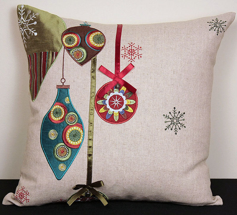 Christmas Ribbon with Ornament Pillows