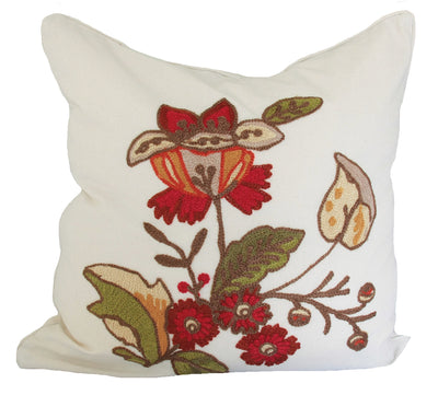 Crewel Embroidered Floral Pillows