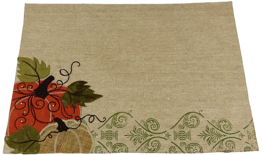 ML14880 Pumpkin With Suede Accents Placemat,13"x18"