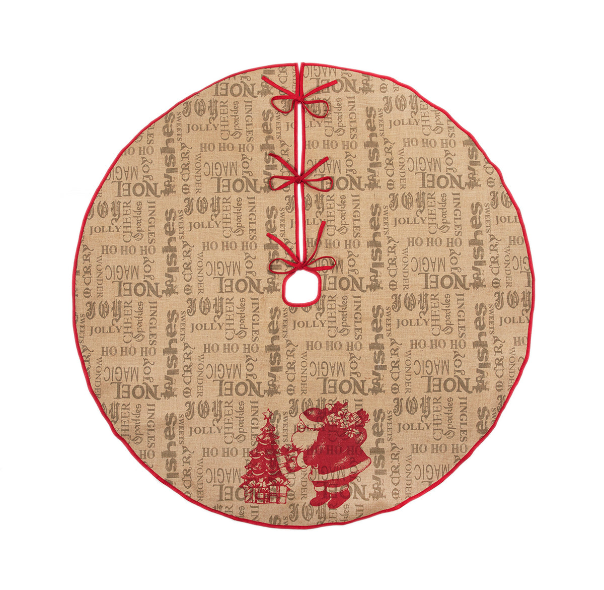 ML14900 Burlap Santa Christmas Tree Skirt 56 Round