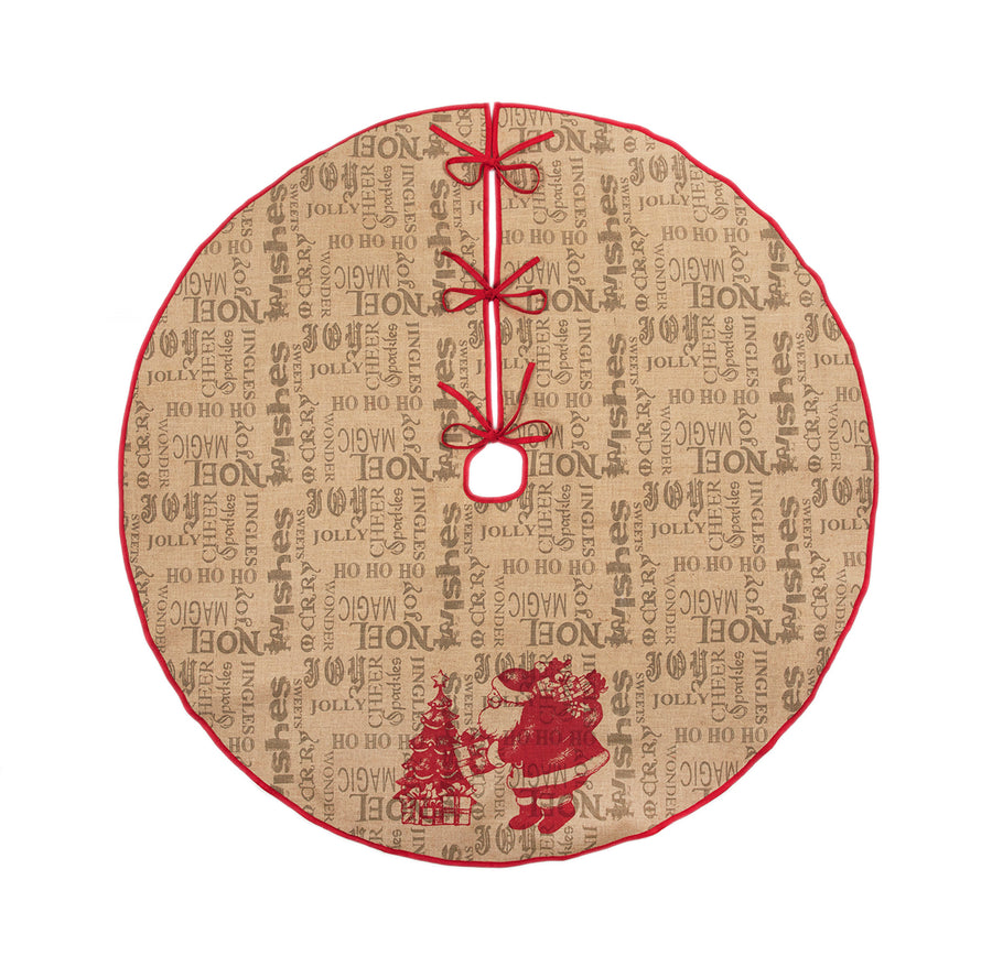 ML14900 Saint Nick Burlap Tree Skirt 56''Round