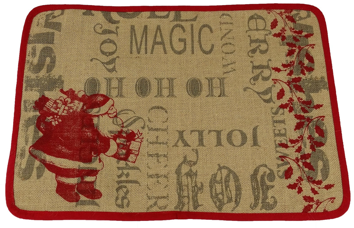 ML14900D Burlap Santa Placemat 13x18