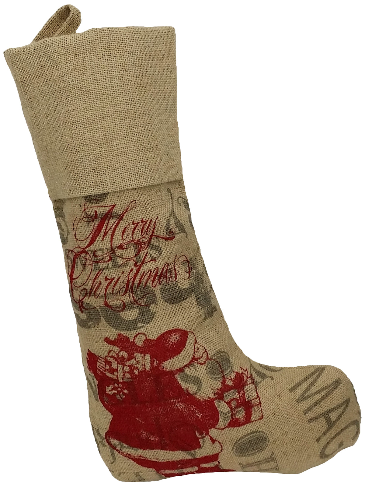 ML14900E Burlap Santa Christmas Stocking 20