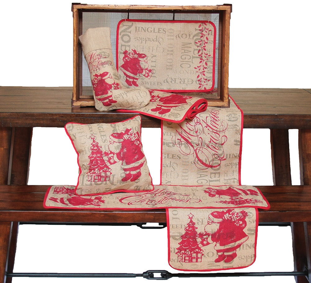 ML14900D Burlap Santa Placemat 13x18
