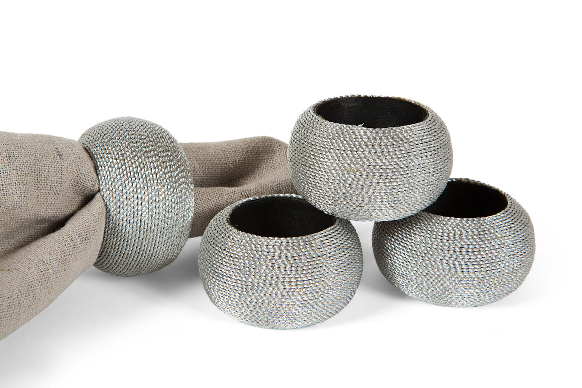 MANOR LUXE Cord Wrapped Napkin Rings Set of 4 1.5 Inch Red