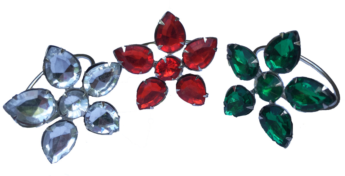 MANOR LUXE Crystal Flower Napkin Rings Set of 4 Blue