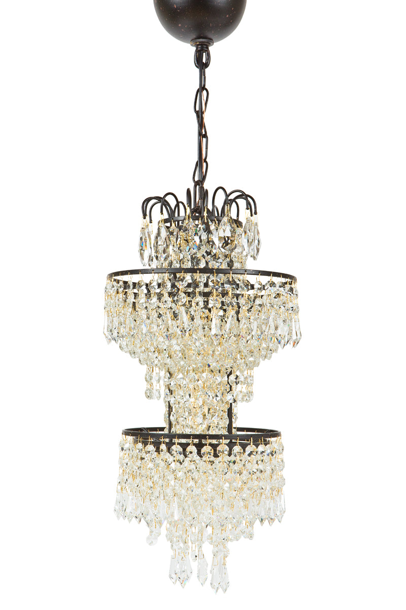 MANOR LUXE Tiered Crystal Pendant Lamp 20x10 Vintage Edison Style