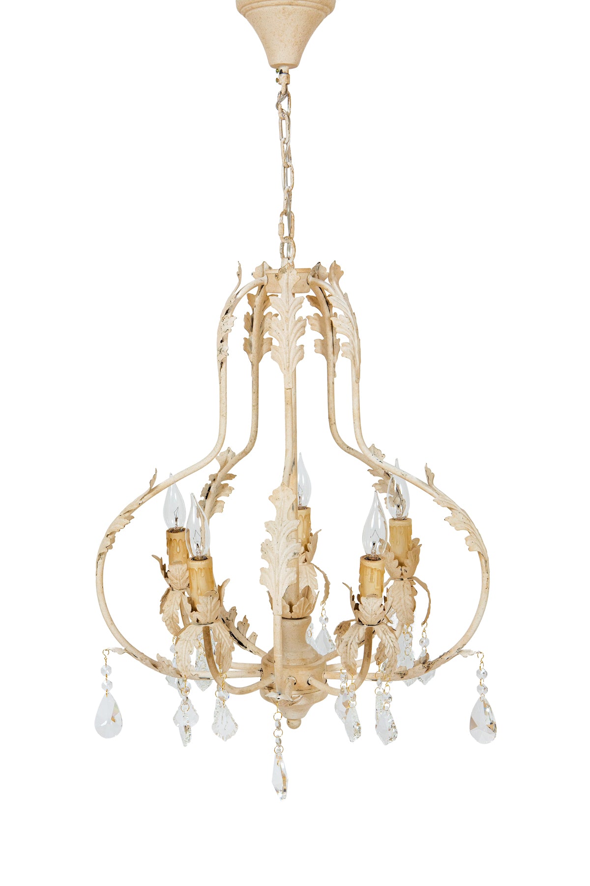 MANOR LUXE Berkeley Metal Crystal Chandelier 26x20 Antique Ivory Candle Style