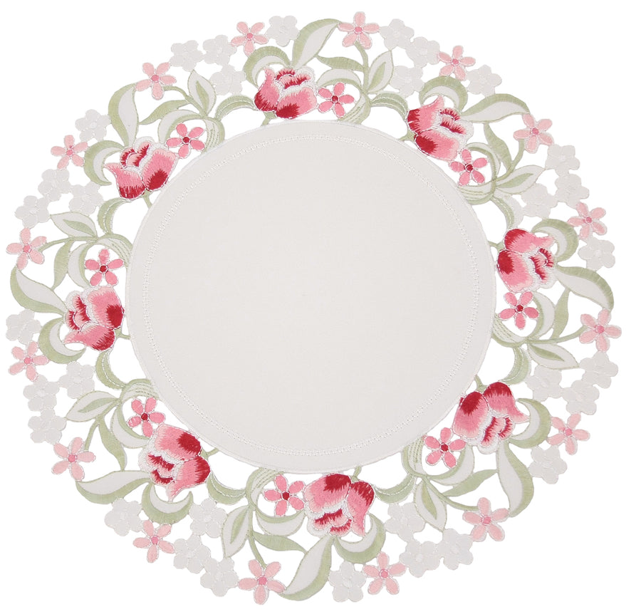 ML16130 Lush Rosette Round Placemats, 16", Set of 4