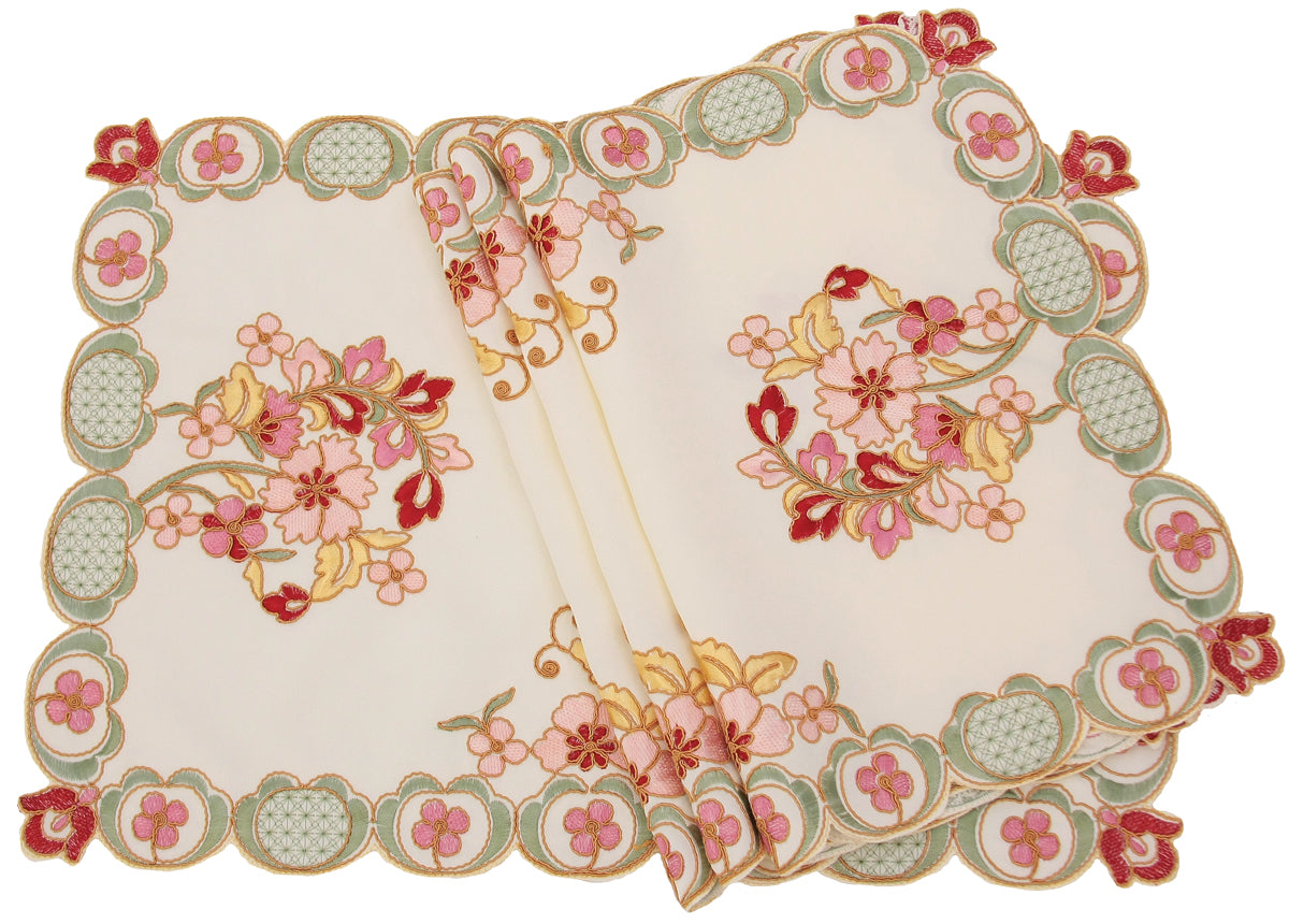 MANOR LUXE Primrose Embroidered Cutwork Placemats Set of 4, 14x20, Multicolor