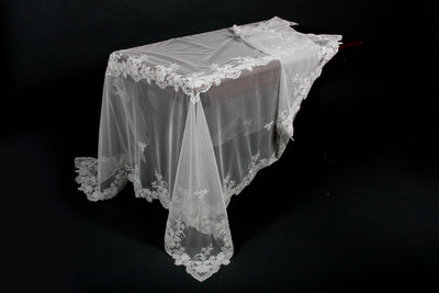 ML16135 Flower Lace Beaded Tablecloth, 80"X80"