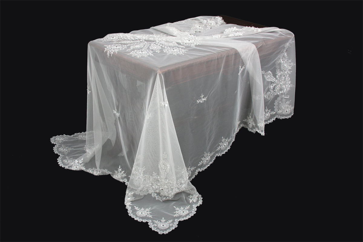 ML16138 Merrigold Lace Beaded Tablecloth, 80"X80"