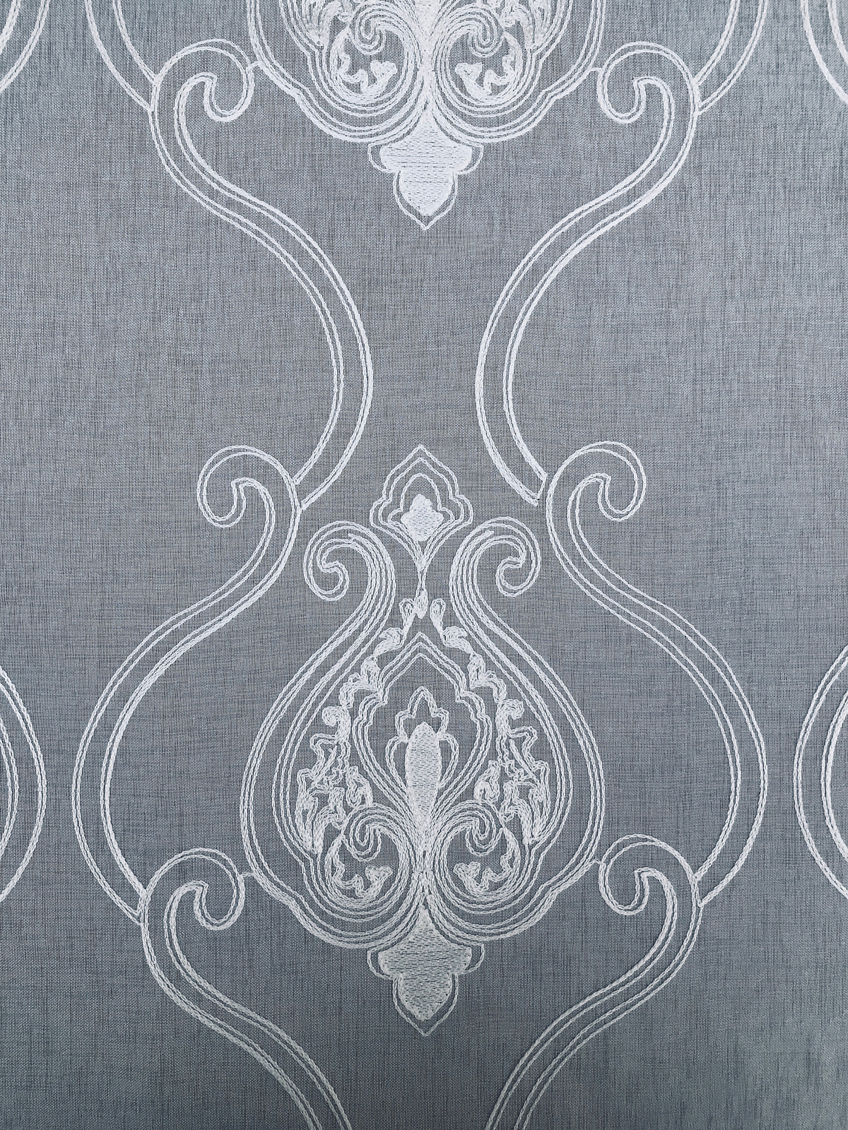 ML16229 Ella Embroidered Sheer Rod Pocket Curtain Panel 52x108 White Polyester
