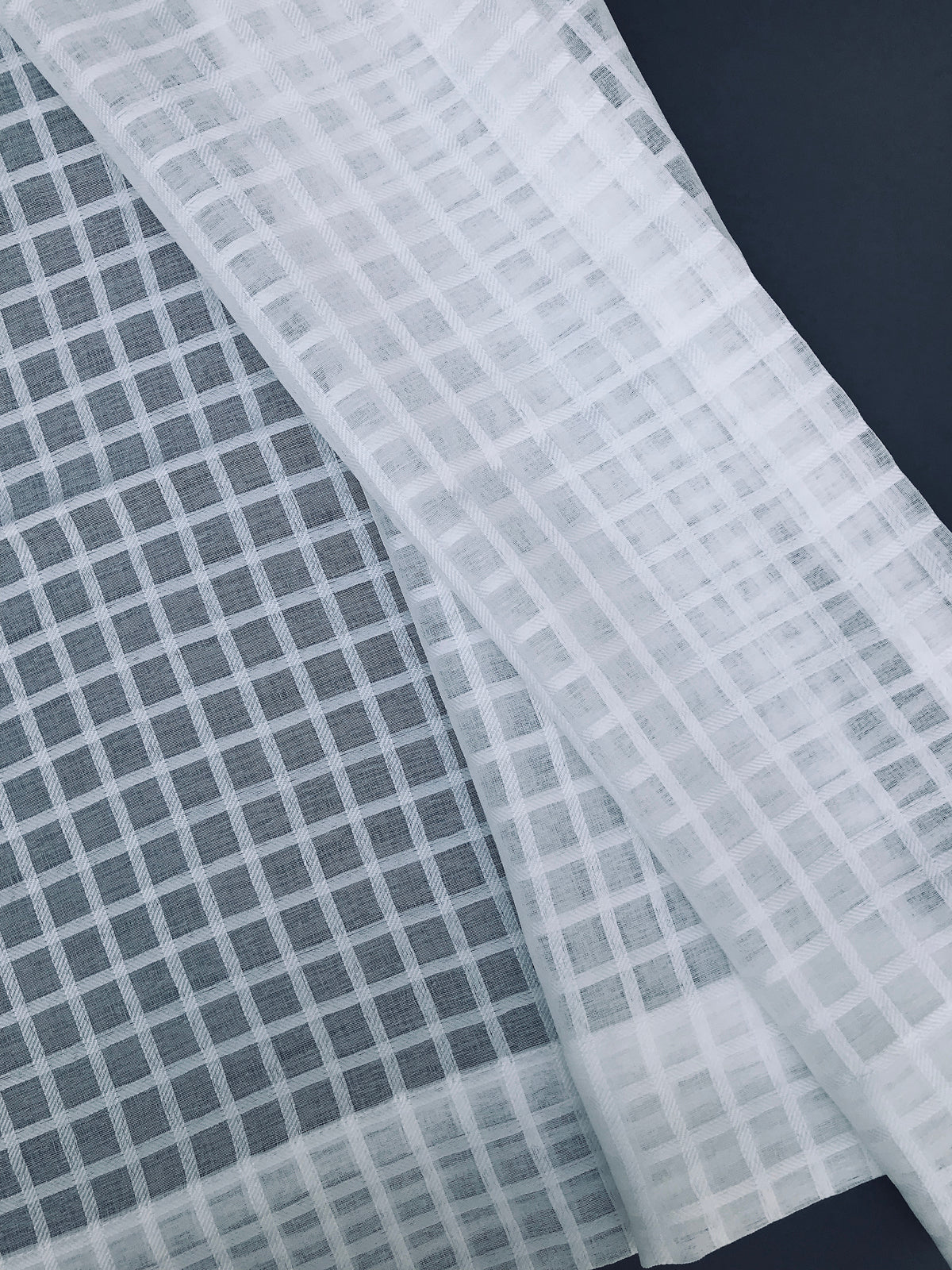 ML16246 Bonita Plaid Sheer Rod Pocket Curtain Panel 52x108 White Polyester
