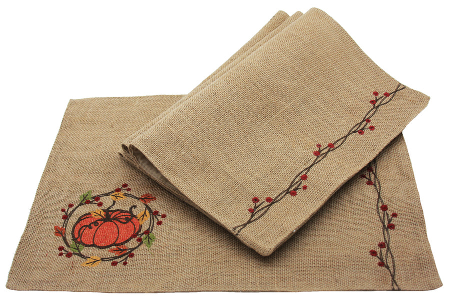 ML16351 Rustic Pumpkin Wreath Placemats, Set of 4