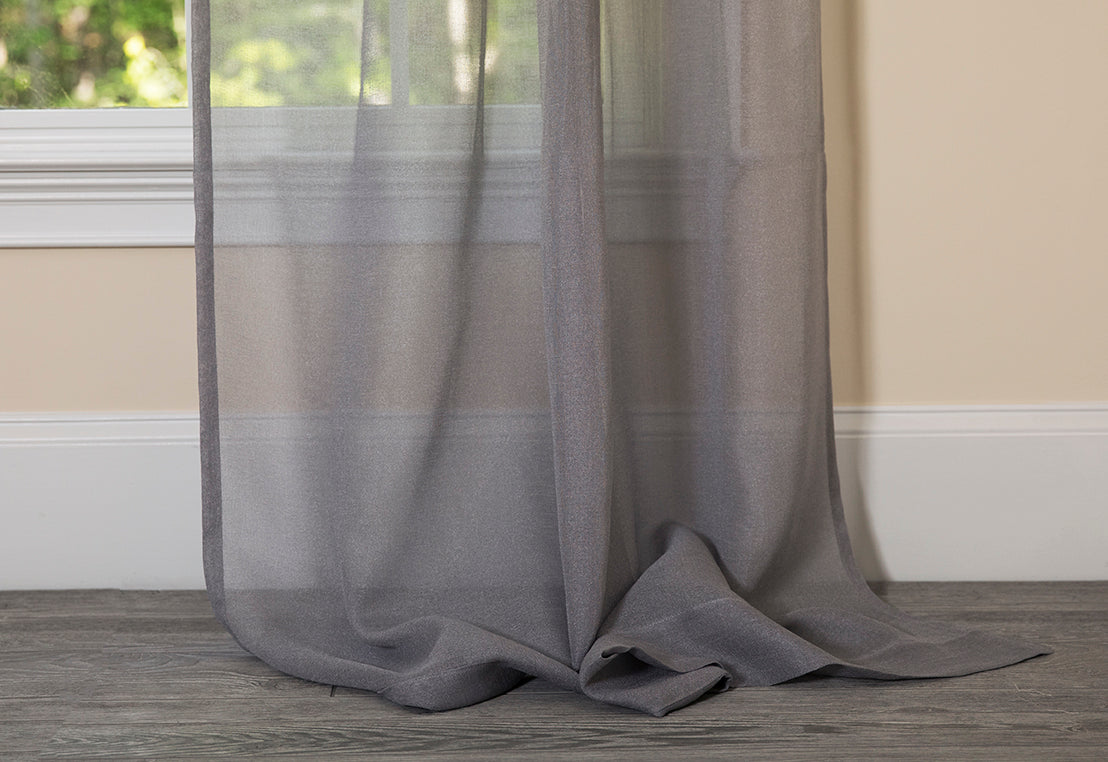 ML16605 Morning Mist Sheer Rod Pocket Curtain Panel 52x96 Gray Polyester