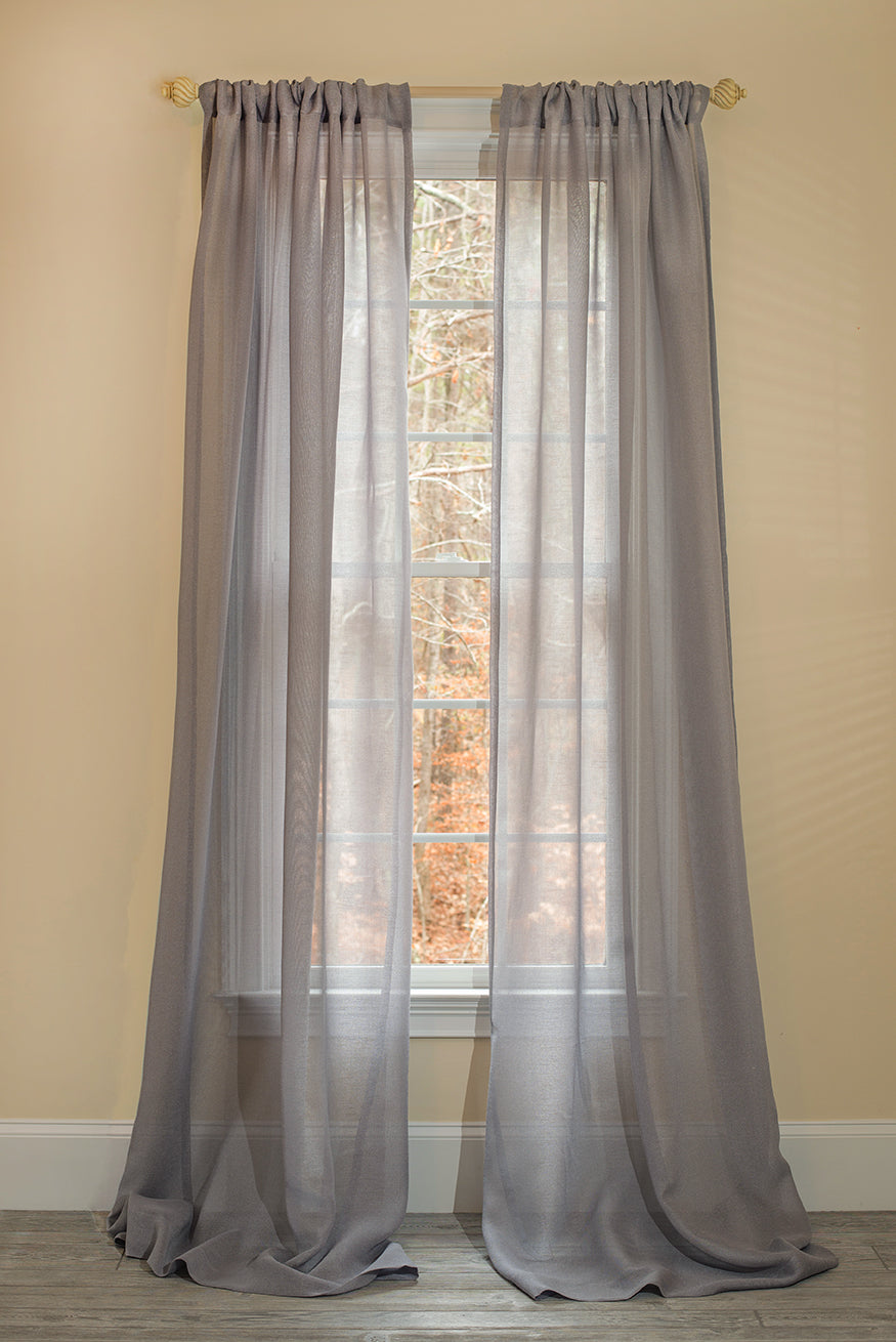 ML16605 Morning Mist Sheer Rod Pocket Curtain Panel 52x96 Gray Polyester