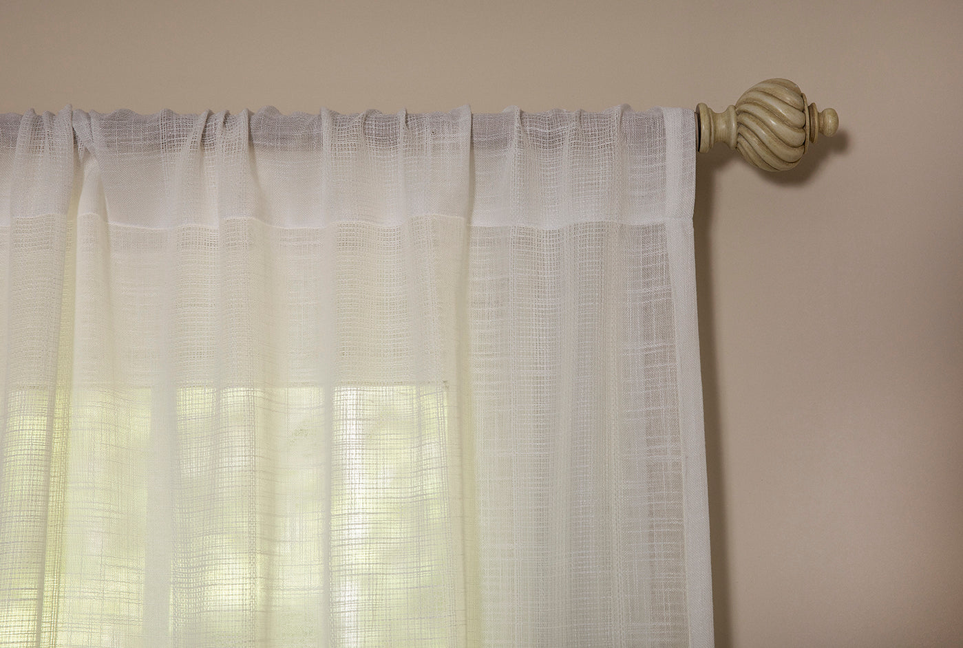 ML16609 Sandy Beach Textured Sheer Rod Pocket Curtain Panel 52x84 Ivory Polyeste