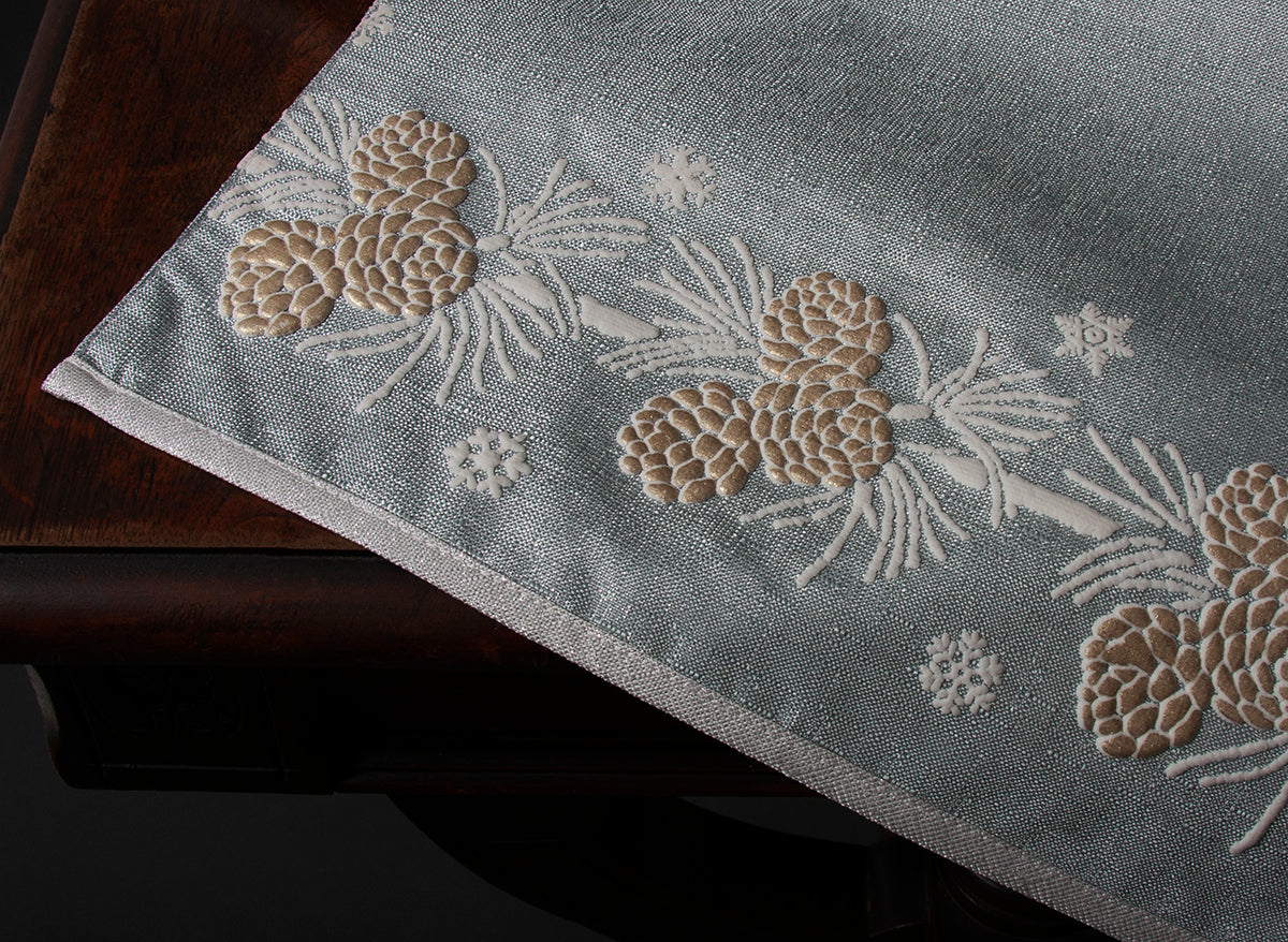 ML17117 Winter Pine Cone Table Runner, 13.5"x48"