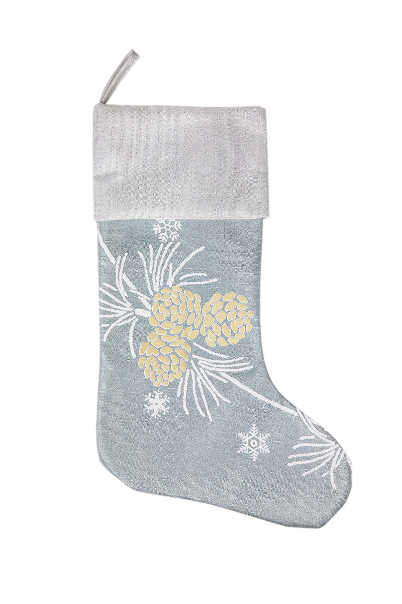 ML17117 – MANOR LUXE Winter Pine Cone Embroidered Christmas Stocking, 20"