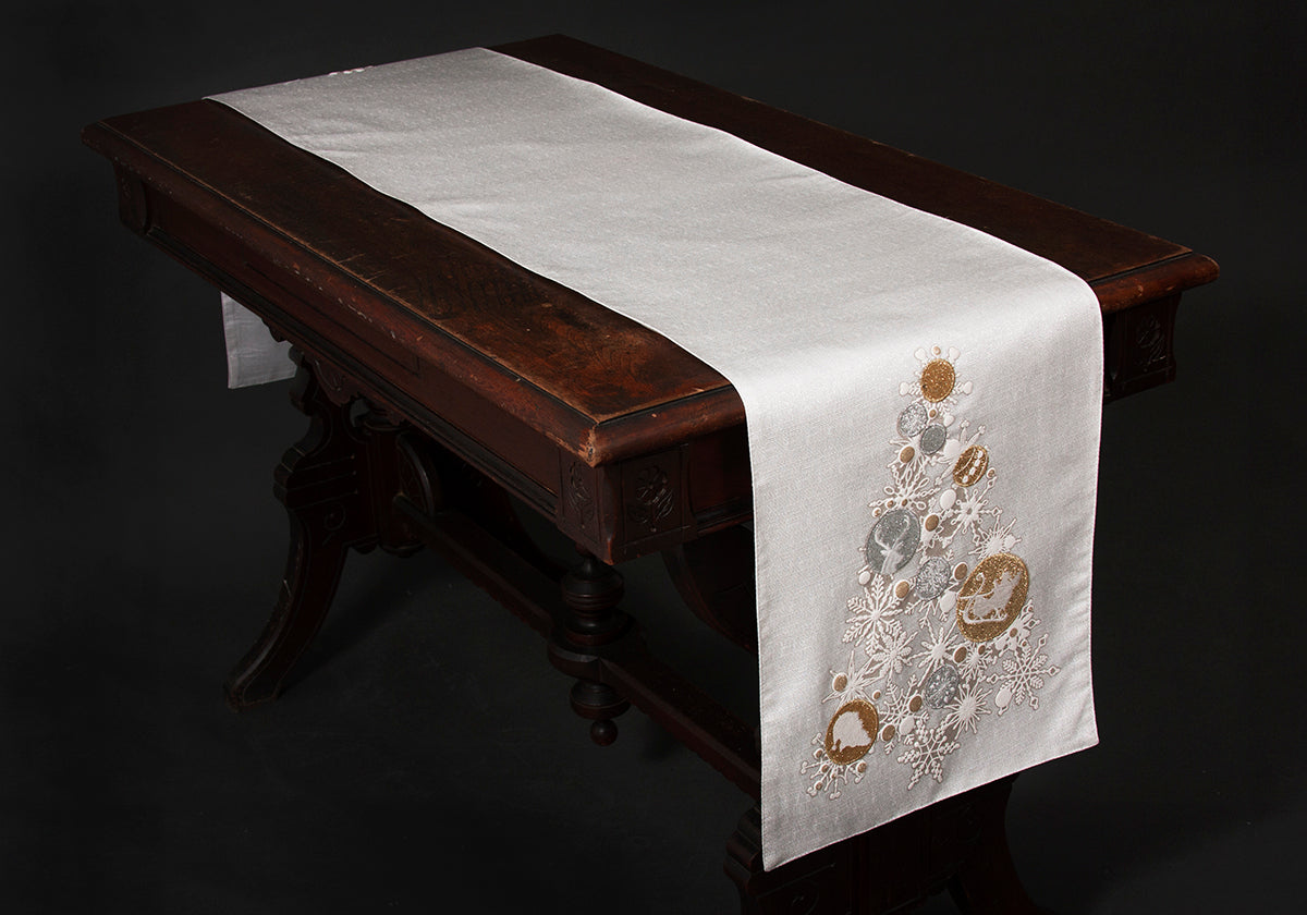ML17118 Ornament Tree Table Runner,13.5"x72"