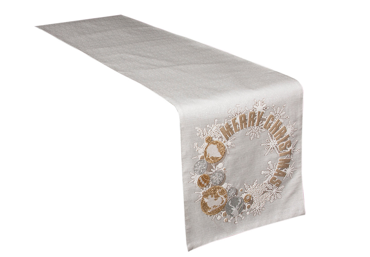 ML17119 Ornament Wreath Table Runner 13.5x72