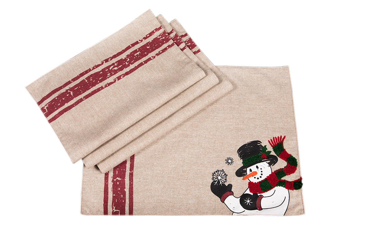 ML17127 Joyful Snowman Placemats Set of 4 13x18
