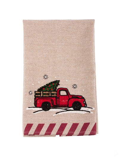 ML17131-Christmas Truck Teal Towel 17''x27''