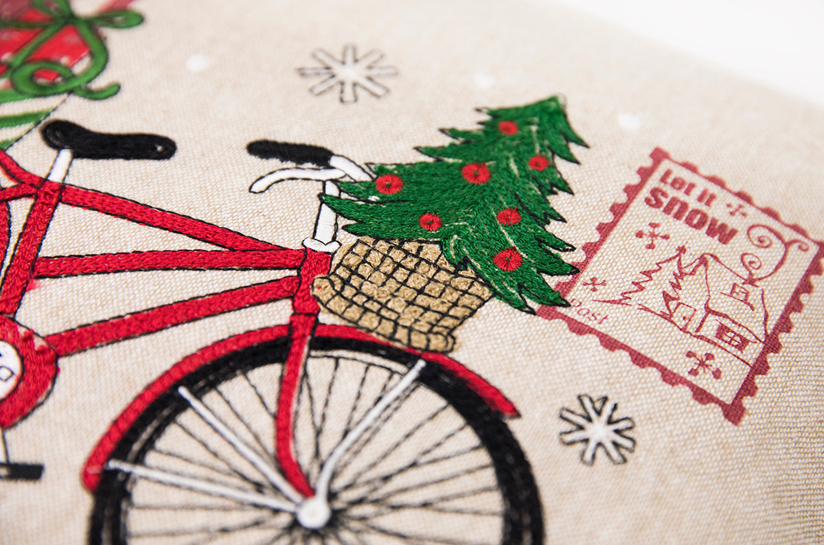 ML17132 Christmas Bicycle Pillow 18x18