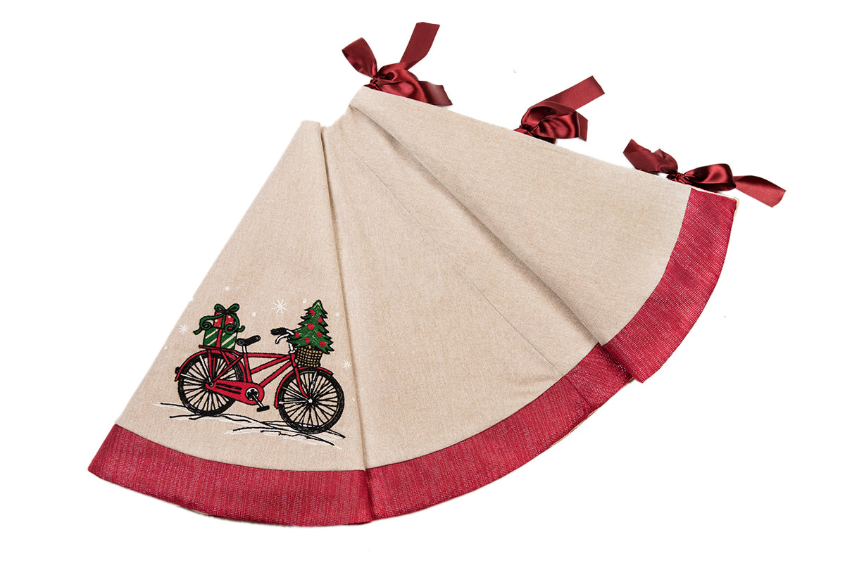 ML17132 Christmas Bicycle Tree Skirt 56 Round
